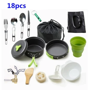 Outdoor Camping Cookware Set Marching Ultralight Tableware Cooking Stove Kit Travel Pan Hiking Picnic Camping Tools