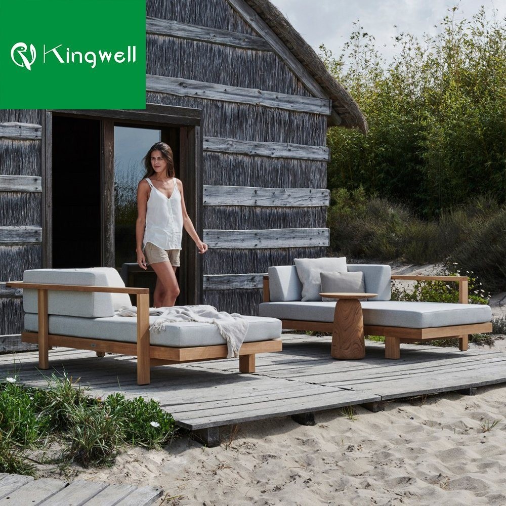 Outside Pool Outdoor Lounge Garden Sets Wooden Sofa Set Patio Teak Wood Furniture for Hotel
