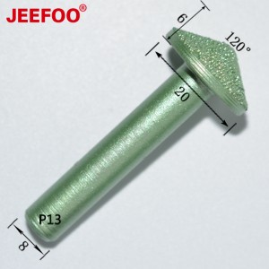 P13- 8*20*6mm 3D Diamond Bits Cutter Tapered Ball End Mill , V Ball End Milling Cutter CNC Diamond Tools for Stone Carving