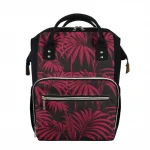 Palm Trees Tropical Print Custom Luxury Baby Boy Breasted Pump Diaper Bag Backpack Black