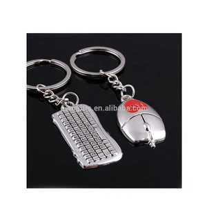 Personality Couple Alloy Key Chain 1pc Mouse Keychain And 1pc Keyboard Key Chain