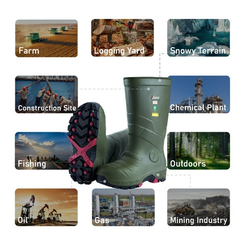 PINNIP Winter Snow Boots Oil Resistant Work Shoes Mens Work Shoes Pu Safety Boots Hunting Boots