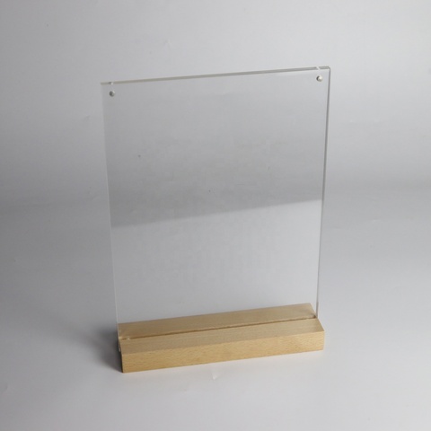 Buy Plastic Advertising Tag Sign Card Display Stand Wooden Base Table ...