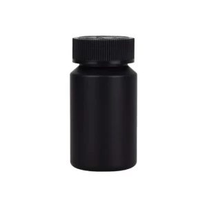plastic capsule bottles 100ml matte black PET pill bottle with black CRC lid