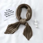 Pleated Small Square Wrinkled Silk Print Foulard Female Wrinkle Scarfs