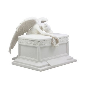 Polyresin white weeping angel urn figurine statue sculpture