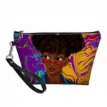 Portable Make Up Bags Women Black Art African American Girls Makeup Cosmetic Cases Ladies Toiletries Organizers Bags