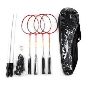 Portable shuttle ball badminton set custom  badminton racket sets  quick set up aluminum lightweight racket badminton set