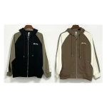 Premium Cotton Embroidered Men s Zip Collar Hoodie Jacket for Outdoor Activities GSDQL