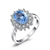 Princess Diana William Kate Ring Natural Blue Topaz Engagement Halo Ring Fine Jewelry 925 Sterling Silver From JewelryPalace