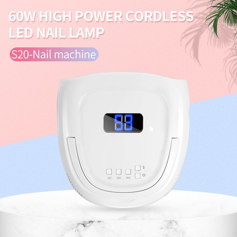 Professional High Power 60W rechargeable Wireless with handle Nails Polish Dryer Machine UV LED nail Lamp