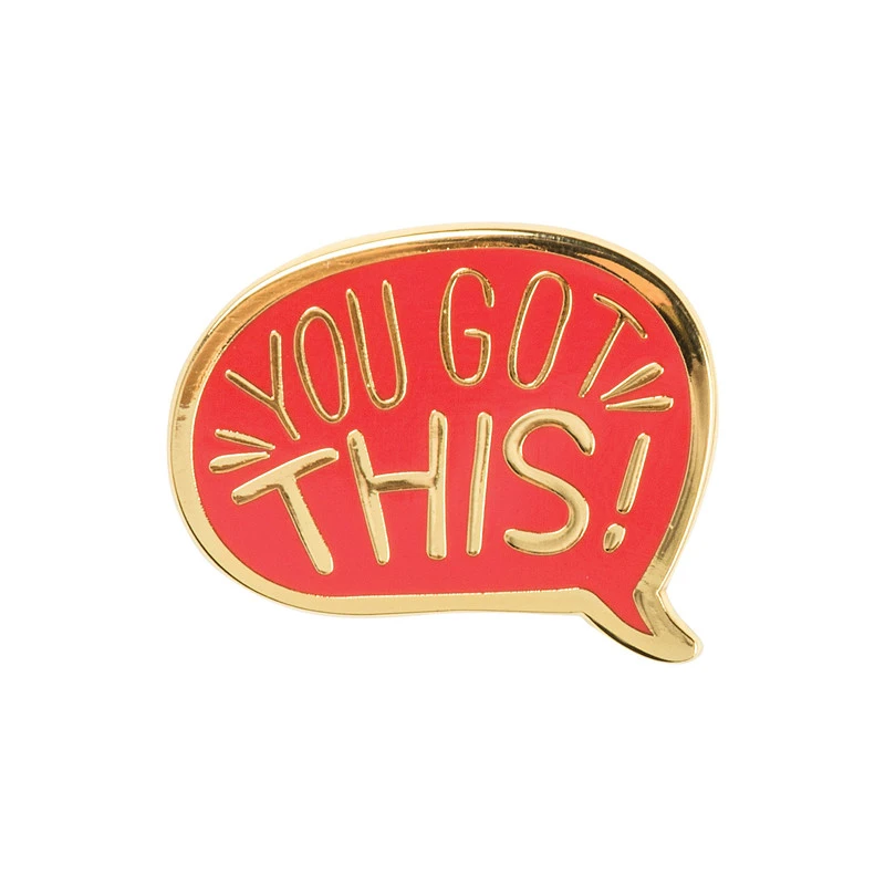 Promotional Gift Metal Custom Design Gold Red Enamel You Got This Pin Badge With Butterfly Clutch