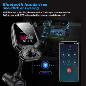 PSDA Wireless Car Kit Handsfree Wireless FM Transmitter TF USB Flash Music play with QC3.0 Quick Charger AUX audio receiver