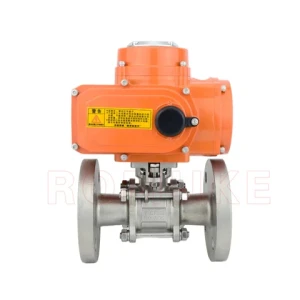 Q941F-16P   Stainless Steel CF8 CF3 CF8M CF3M Three-piece Flange Electric Ball Valve