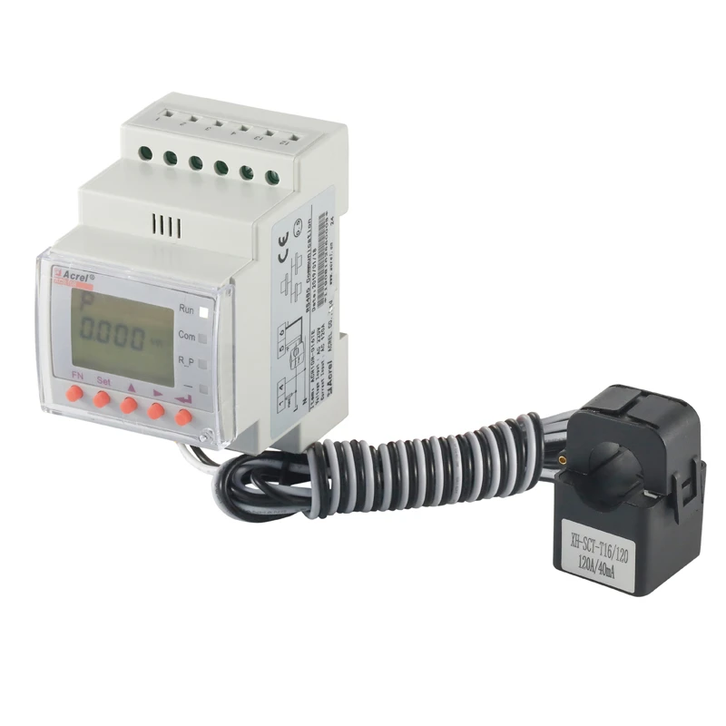 Rail-Type Single phase Energy Meter with External Split Core CT ACR10R-D16TE for Solar Inverters