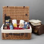 Rectangle wicker empty gift hamper basket hand woven  picnic basket with lining