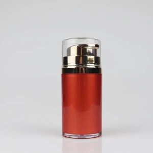 red wide mouth double wall 30ml 50ml airless serum jar for cosmetic packaging
