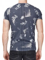 Religion dark navy all over printed crew neck t-shirts custom for men