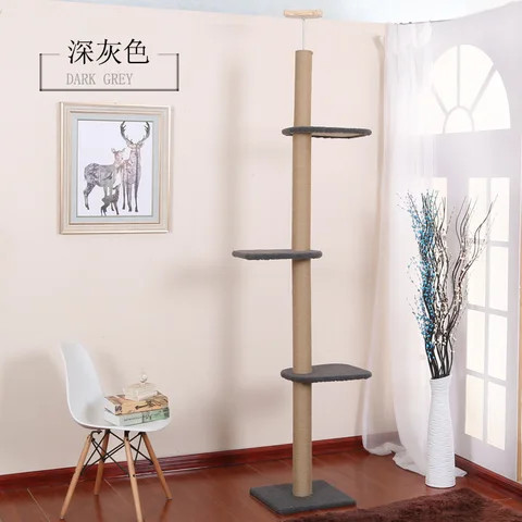 Relipet RLFN004  Pet Luxury Simple Cheap Scratcher Tower With Platform Wooden Floor To Ceiling Cat Tree
