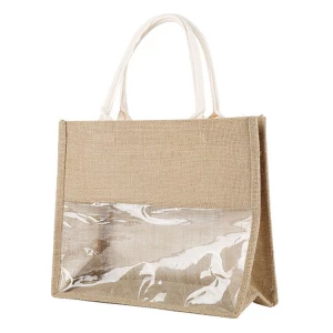 Reusable Handbags Environmental Protection Shopping Gift Transparent Large Capacity Jute Bag
