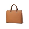RFID Blocking Protect Genuine Leather Bag Men Dark Brown Lawyer Leather Briefcase