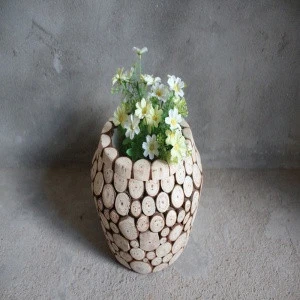 Rustic Wood Crafts Plants Pots Antique Wood Flower Pot Holder Garden Decoration