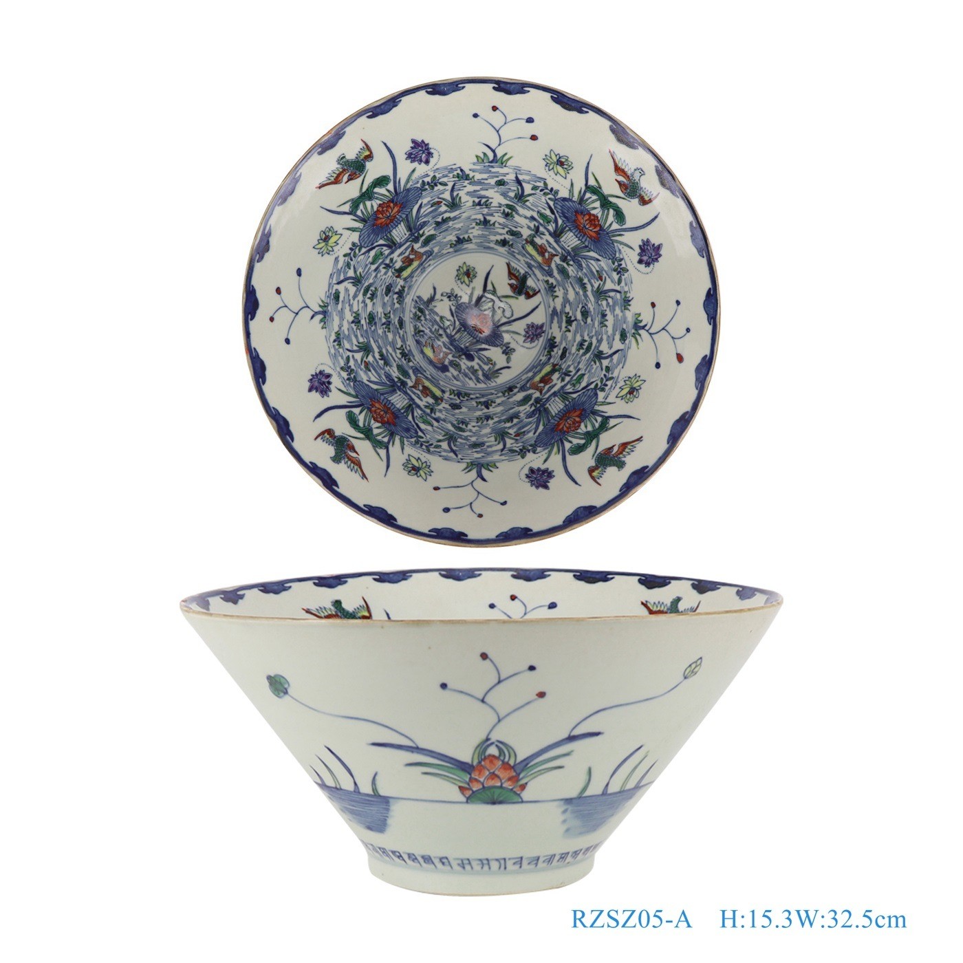 Rzsz05-a-B-C-E-F-G-H Jingdezhen Clashing Color Underglazed Red Lotus Mandarin Duck Pattern Ceramic Bowl