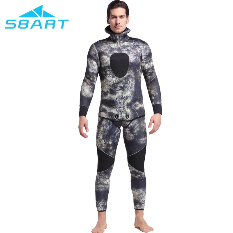 Sbart 2pcs Sets 3MM Diving Suit Full Body Wet Suit Neoprene Long John Diving Spearfishing Wetsuit