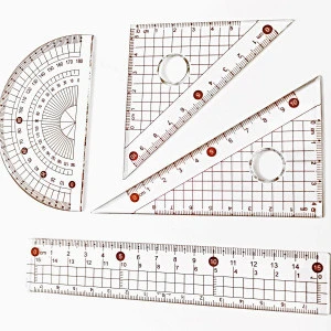 School Ruler Set custom Plastic ruler Set for Office and School Set Square Protractor Straight Ruler