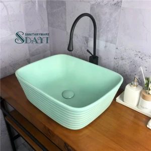 SDAYI New coming square matt light green bathroom lavatory sink wash basin