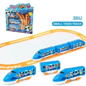 self assemble diy small set slot toy rail train tracks with long track