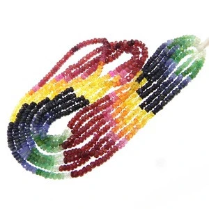 Semi Precious Beads For Jewelry Making - 15 inch Length Gemstone 2.5mm Faceted - Multi Color Precious Stone Beads