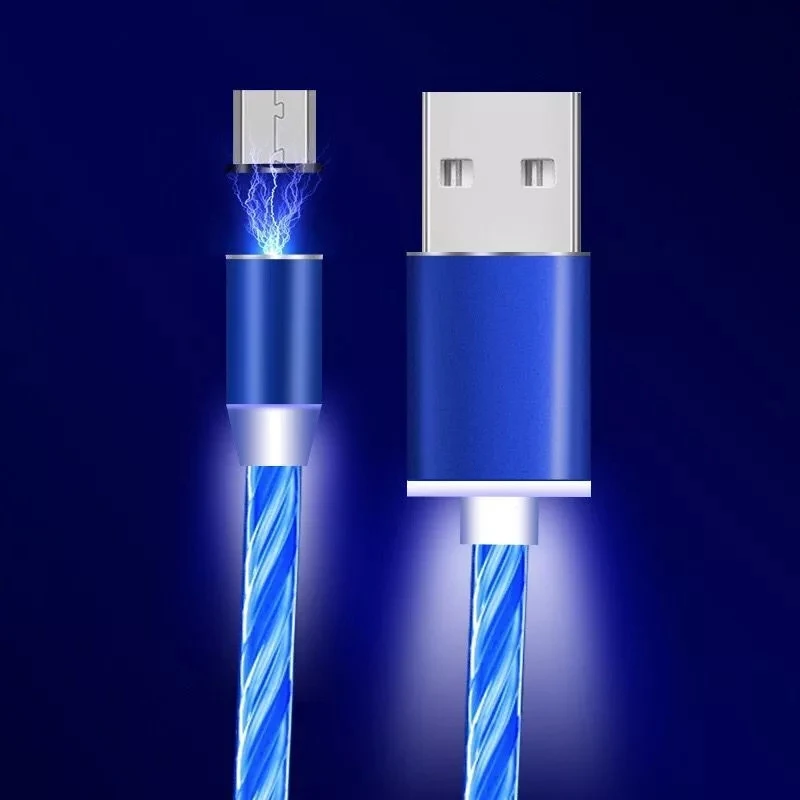 SIKAINew Arrival Free Sample Flowing Light Data Line USB 3 in 1 fast charging cable LED Charge Cable Magnetic Cable