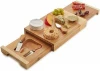 Small Rectangle Cheese Cutting Board,Custom Engraved Cheese Board Bamboo Tiered Cheese Board Server Plate Set
