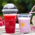 Import Sponge Baby Pattern For Kids drinking cups Disposable Tea Drink Cups Take away afternoon plastic cup with straw and lids from China