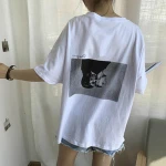 summer fashion oversized o-neck half sleeve loose lady girl T-shirt
