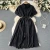 Import Summer New Lapel Puff Sleeve Mid-Length Shirt Dress With Hollow Embroidery French Retro Party Beach Skirt from China