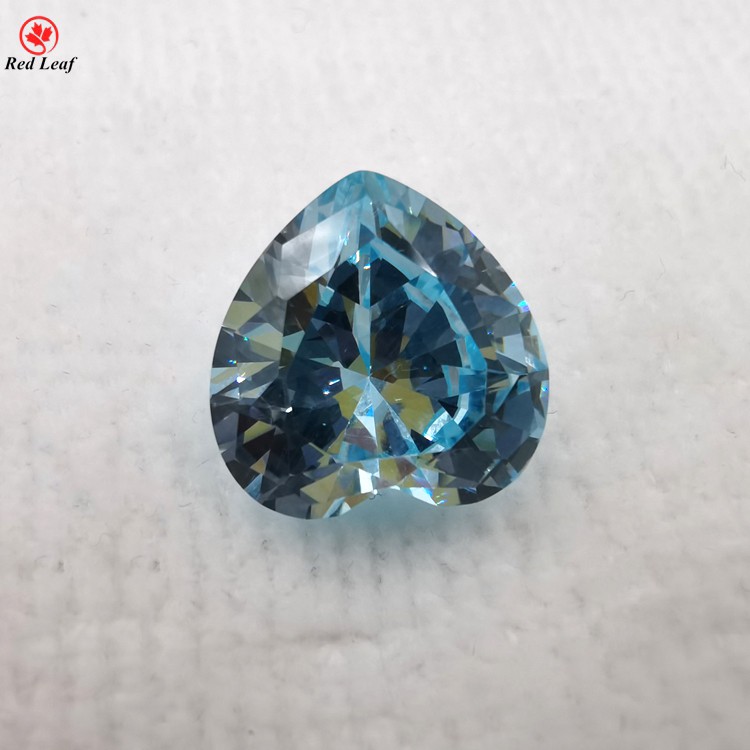 Synthetic Diamond Cz Aquamarine stone Heart Shape Zircon Gemstone Loose Cubic Zirconia Stone