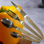 Tableware Inox Amazon Hot Stainless Steel Silverware Flatware with Wooden Handle, Restaurant Steak Knife Fork Spoon Cutlery Set