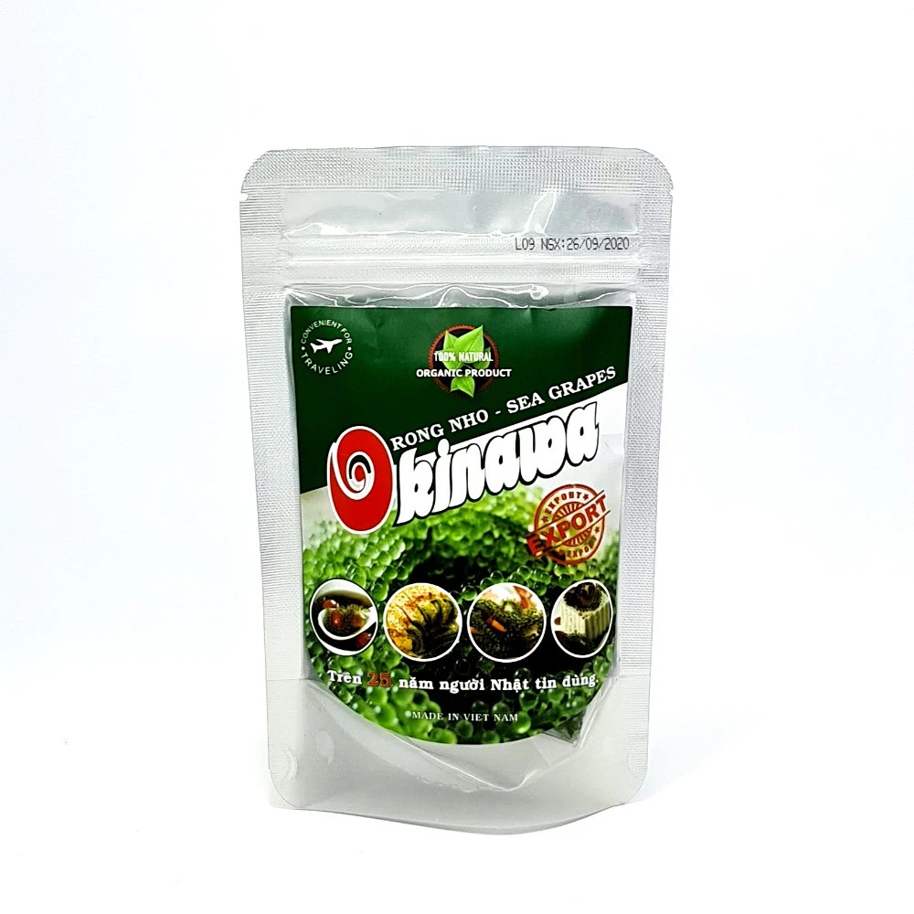 The Highly Recommend From Vietnam Organic Okinawa Salted Seasoned Dried Sea Grapes Pack 100g In Bag Packaging From Vietnam