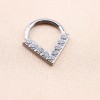 Titanium Zircon Prong Set Hinged Segment Ring Body Piercing Jewelry V Shape