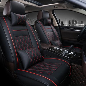 Top Quality 3D Fashion PU Leather Full Set Car Seat Cover for Car Seat Protector with Black and red line color