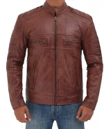 Top Quality Brown Leather Jacket Men - Real Genuine Lambskin Mens Leather Jacket With Customized Size