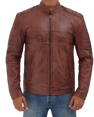 Top Quality Brown Leather Jacket Men - Real Genuine Lambskin Mens Leather Jacket With Customized Size