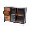 Top Quality Fine Classy Look Trendy Design Custom Industrial Hotel Home furniture Iron and Acacia Wood Cabinet Sideboard
