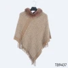 TOROS Fashion Winter Women Knit 100%Acrylic Poncho with fur collar