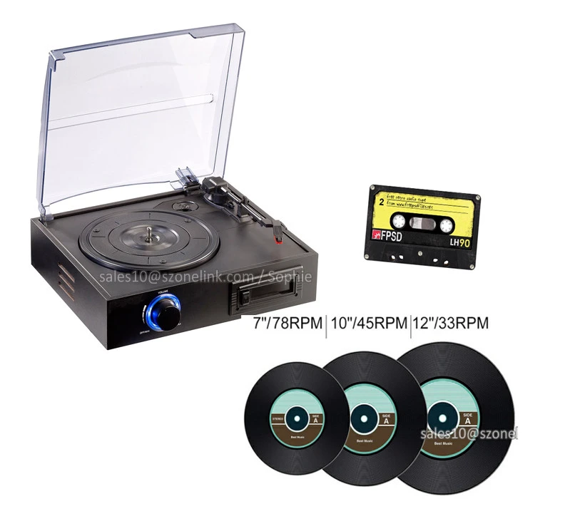 Turntable player Turntable Wooden BT speaker gramophone record player with cassette