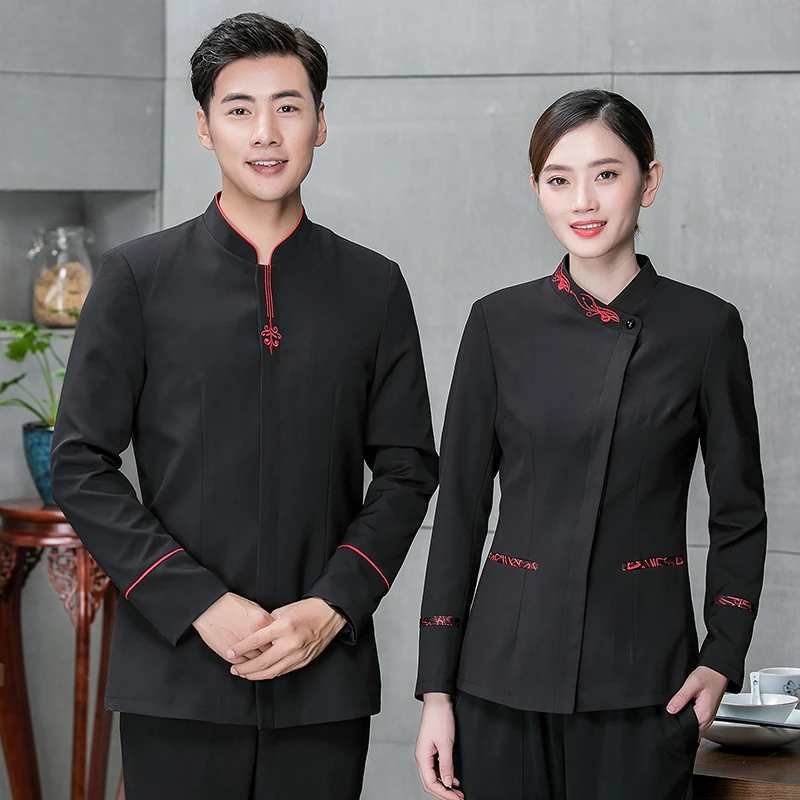 Ulinen 2020 guangzhou wholessale factory restaurant uniform front office los uniformes para el restaurante