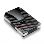 Ultra thin real carbon fiber money clip rfid aluminum credit card holder wallet