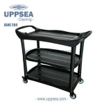 UPPSEA Commercial Executive Black Utility Cart Plastic Service Trolley